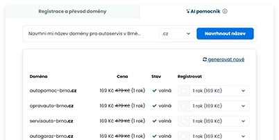 Logo Spustili jsme AI pomocníka na domény. Je první svého druhu v ČR!